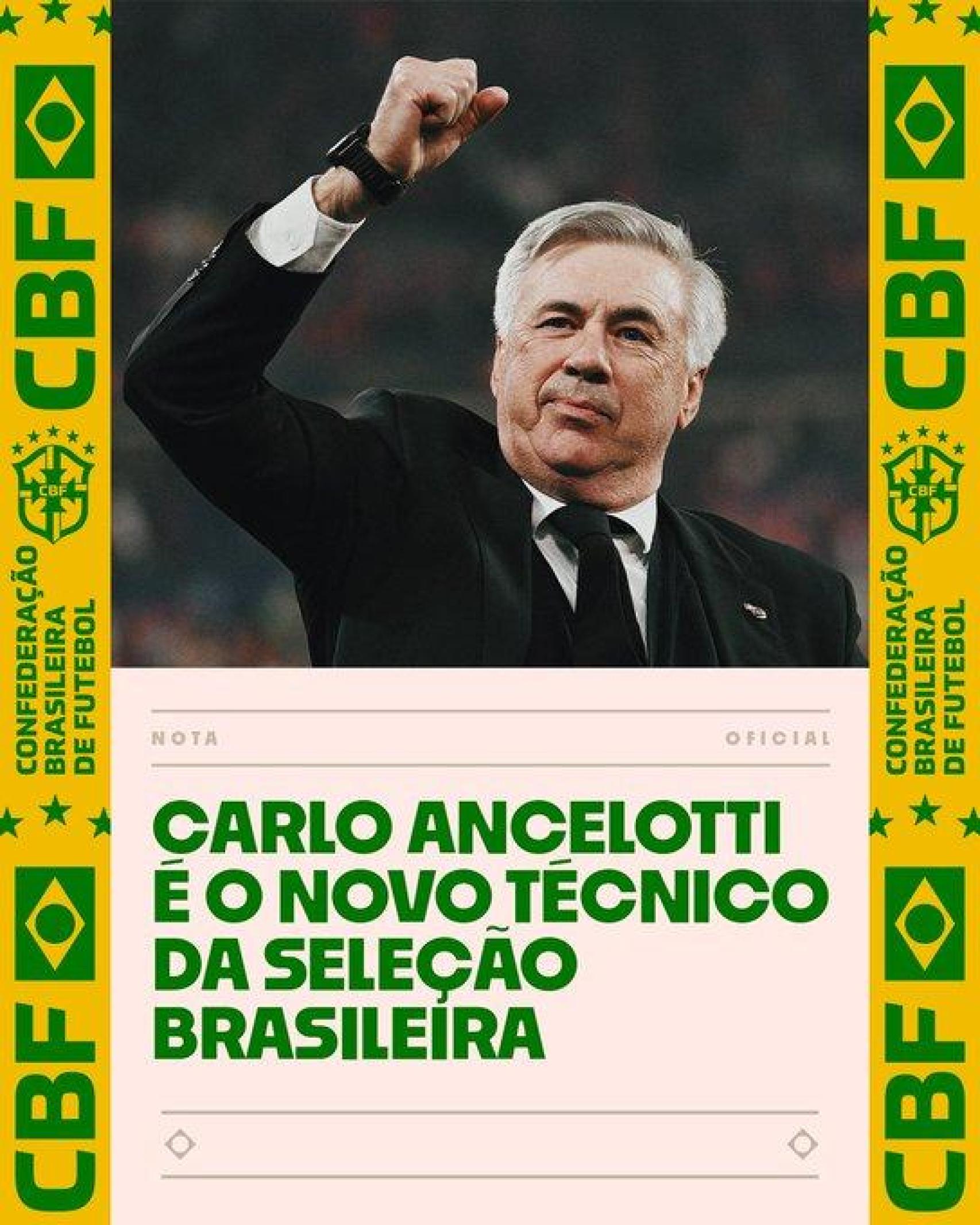 Brasil anuncia a Carlo Ancelotti como su nuevo seleccionador