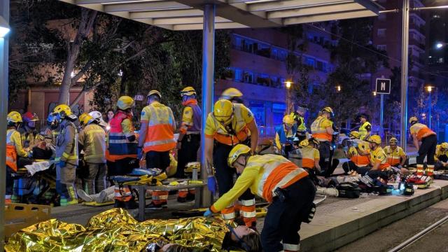Simulacro que se ha llevado a cabo esta madrugada en Barcelona