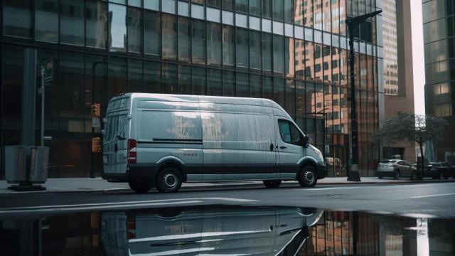 Furgoneta de alquiler aparcada