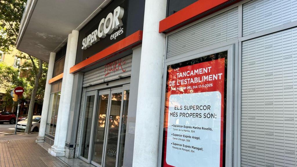 Supercor Exprés de la calle d'Andrade de Barcelona, cerrado desde el 17 de mayo de 2025