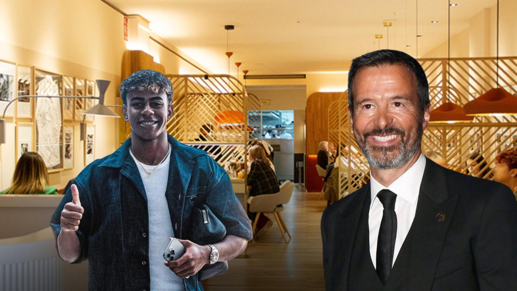 Jorge Mendes y Lamine Yamal con el restaurante La Bonaigua en un fotomontaje