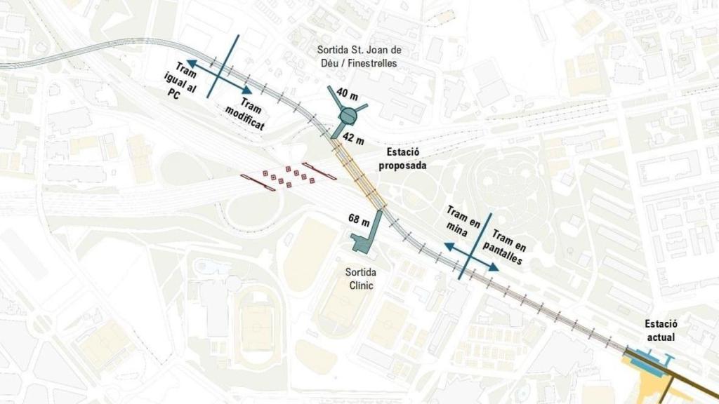 Mapa de les noves estacions de la L3 del metro de Barcelona, que arribarà fins a Esplugues de Llobregat
