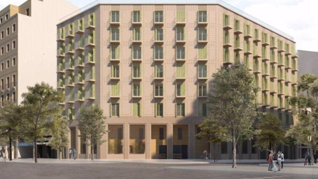 Imagen virtual de los 64 nuevos pisos protegidos en el Eixample junto al CAP Fort Pienc