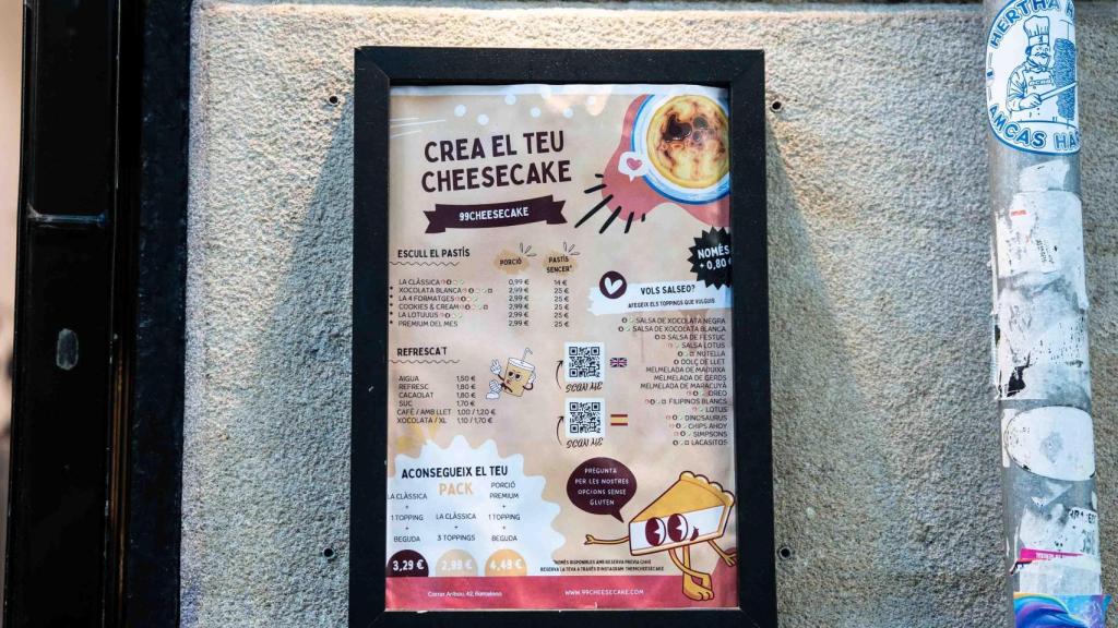 Cartell amb la carta de '99Cheesecake'