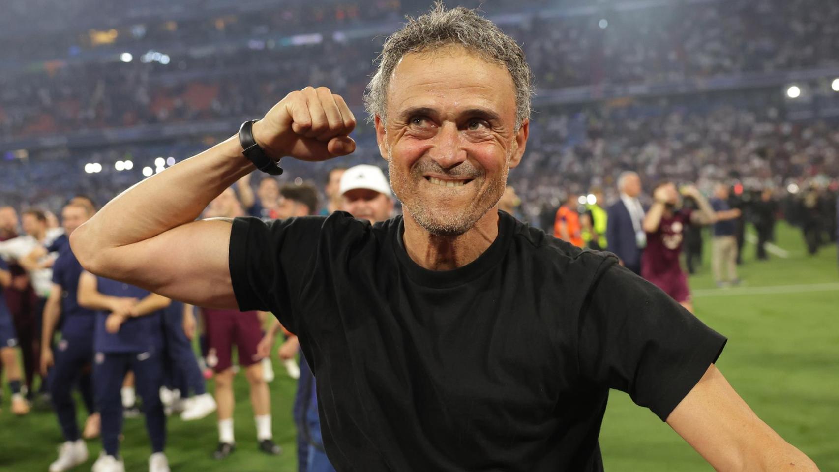 Luis Enrique, eufórico tras ganar la Champions