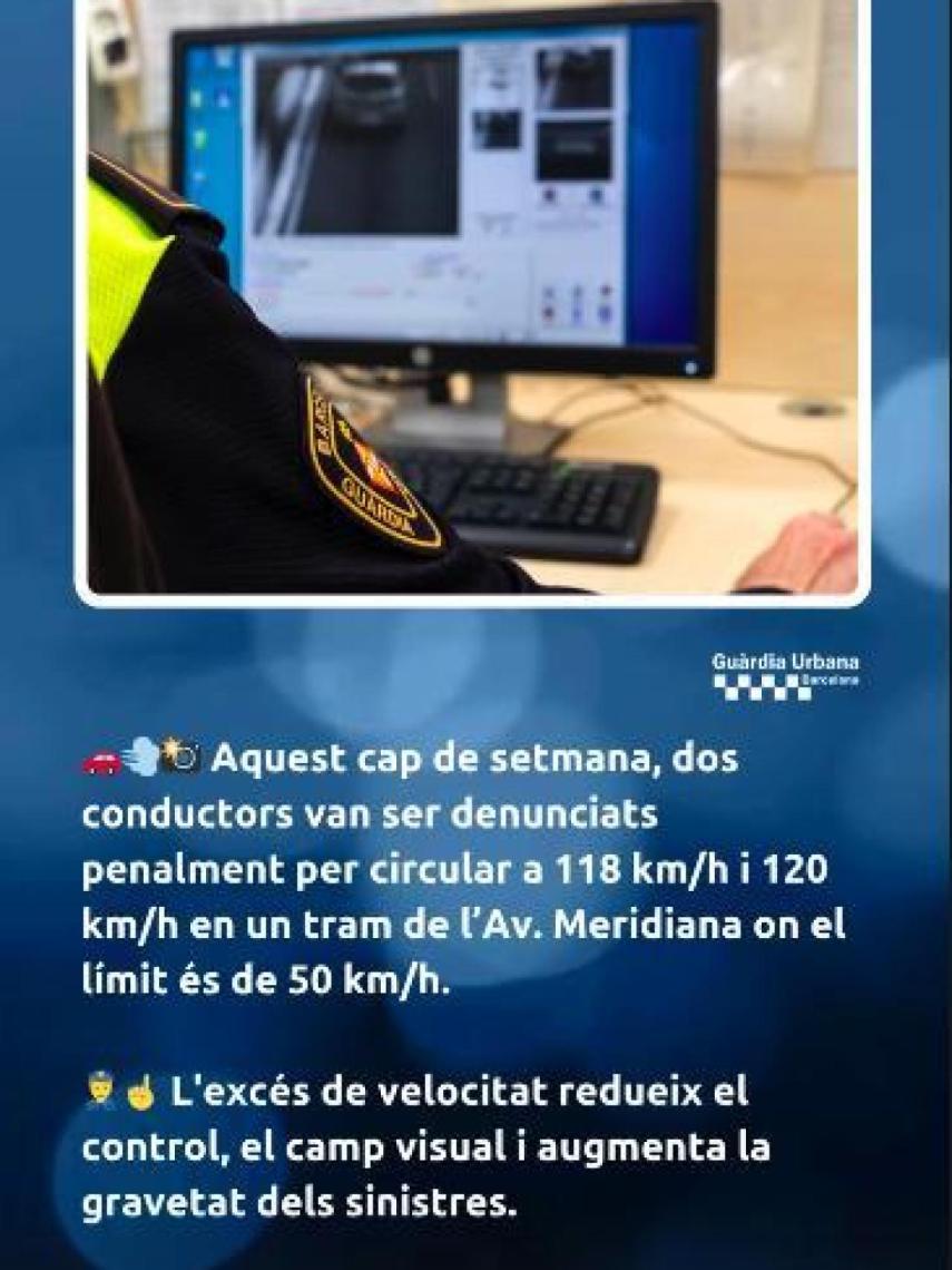 Captura de pantalla de una historia de la Guardia Urbana