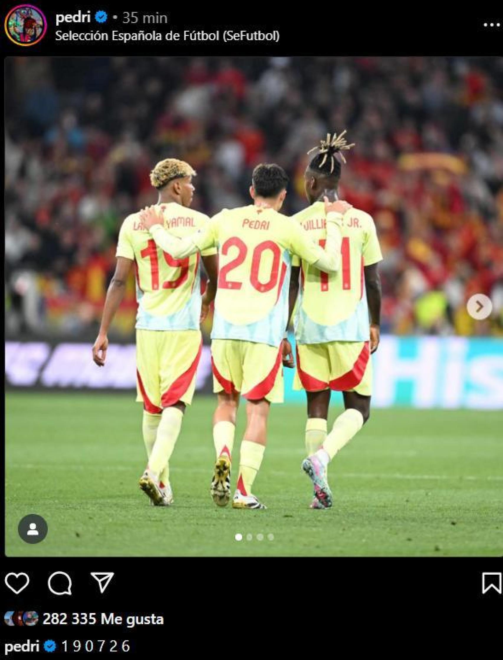 La fotografía de Pedri en Instagram con la fecha de la final del Mundial 2026