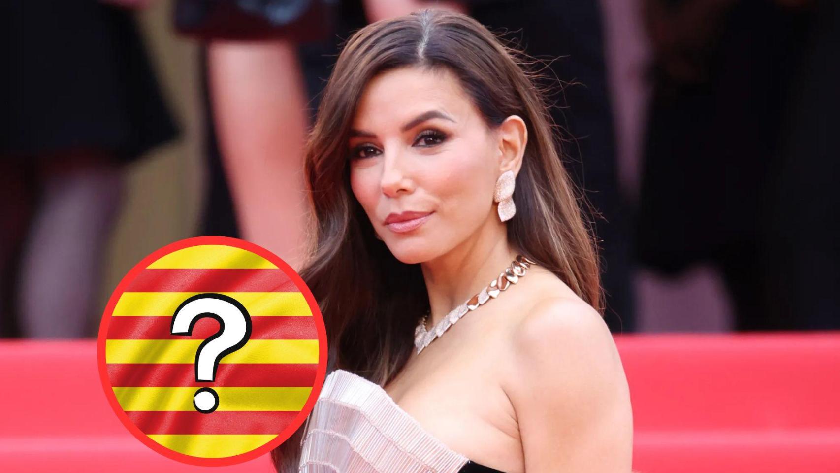 Fotomontaje Eva Longoria y la bandera catalana