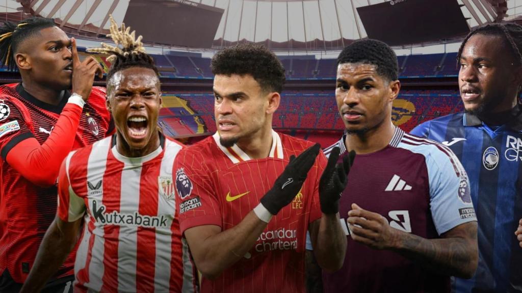 Los cinco candidatos en la lista de Deco para reforzar el extremo del Barça en un fotomontaje