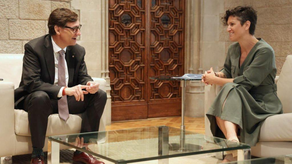 Imatge de la reunió que van tenir Salvador Illa i Alba Bau