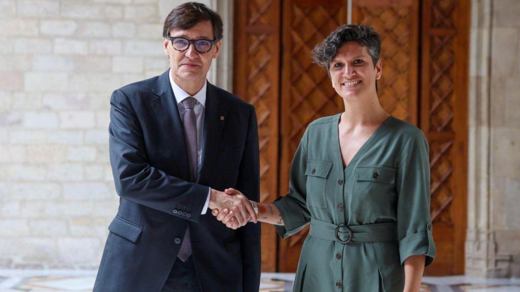 Imatge de la reunió de Salvador Illa i Alba Bau en el marc de la proposta d'ampliació de l'aeroport