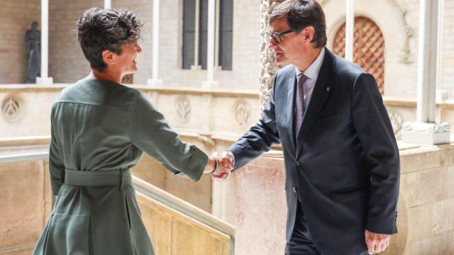 Imagen de Alba Bou y Salvador Illa tras la reunión sobre la ampliación del aeropuerto