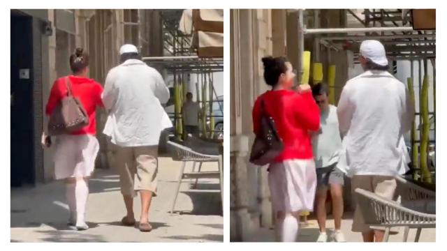 Fotomontaje de Rosalía paseando por Barcelona junto a Emilio Sakraya