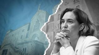 Fotomontaje de Ada Colau frente al Santuario de San José de la Montaña de Barcelona