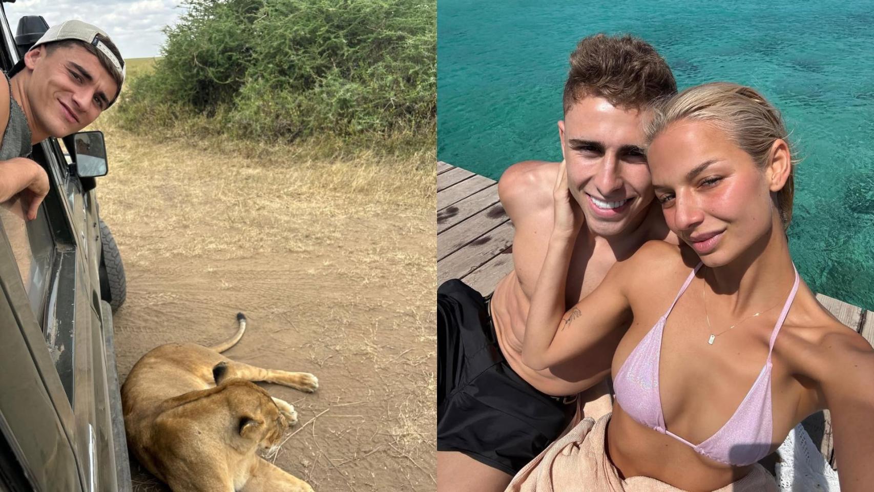 Gavi y Fermín López, durante sus vacaciones, en un montaje