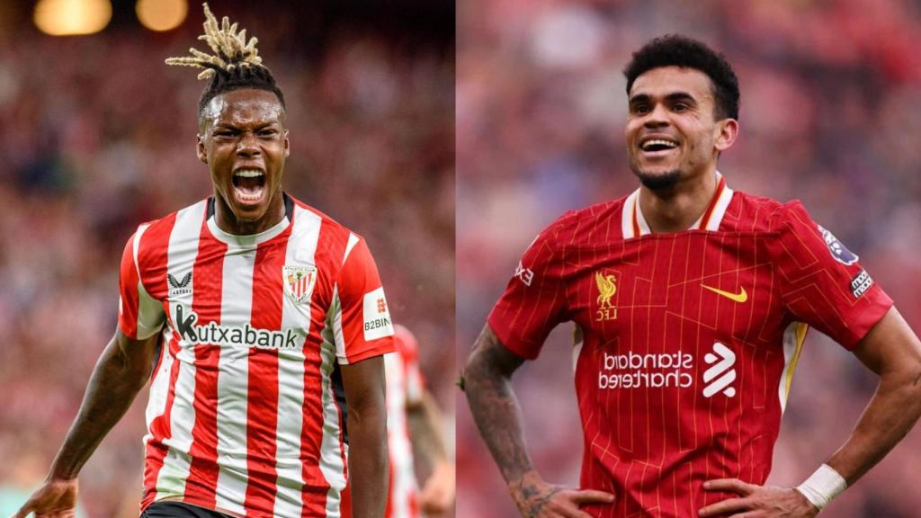 Nico Williams y Luis Díaz, objetivos del Barça en el mercado, en un fotomontaje