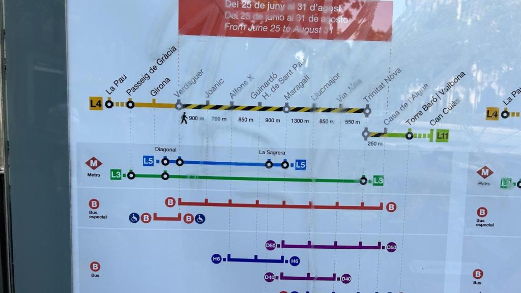 Tram afectat per les obres de la L4 aquest estiu
