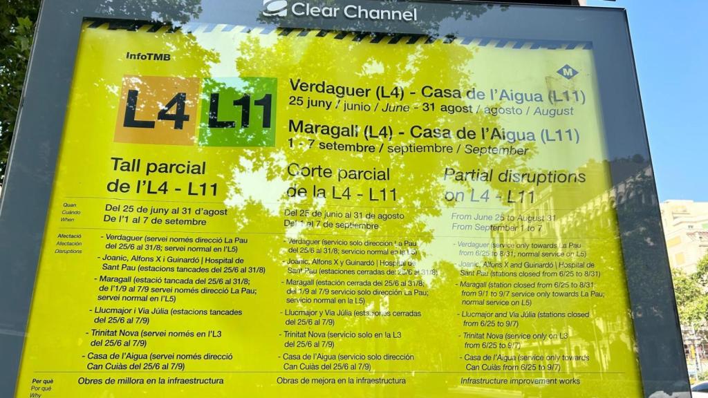 Obres a la L4 i L11 aquest estiu