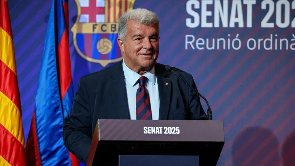 El presidente del Barça, Joan Laporta, en la reunión ordinaria del senado