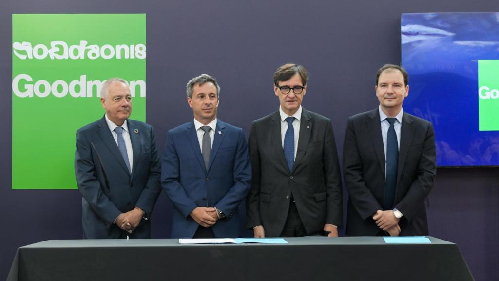 Pere Navarro, Ignacio García, Salvador Illa i Rafael Ruiz en la presentació del Barcelona City Hub