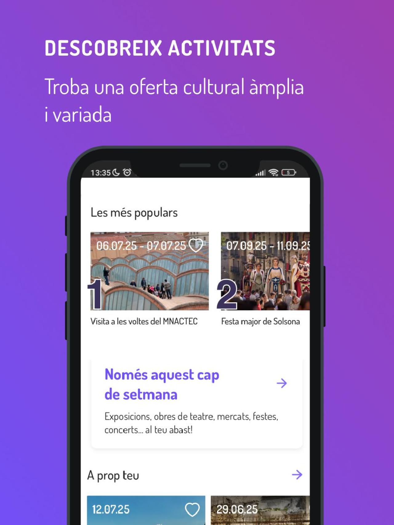 L'aplicació Vibra ofereix un llistat d'activitats