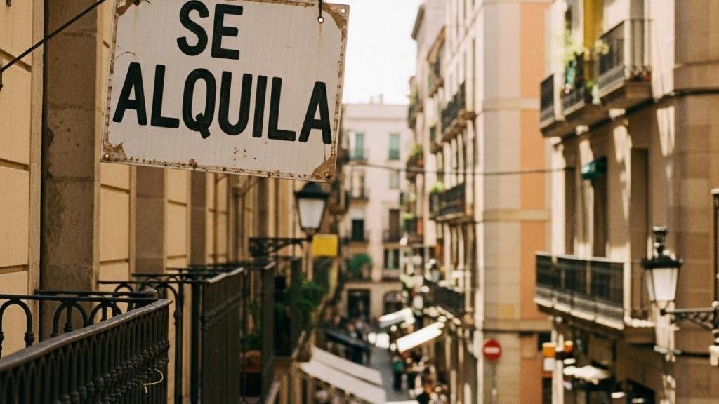 Cartel de una vivienda en alquiler