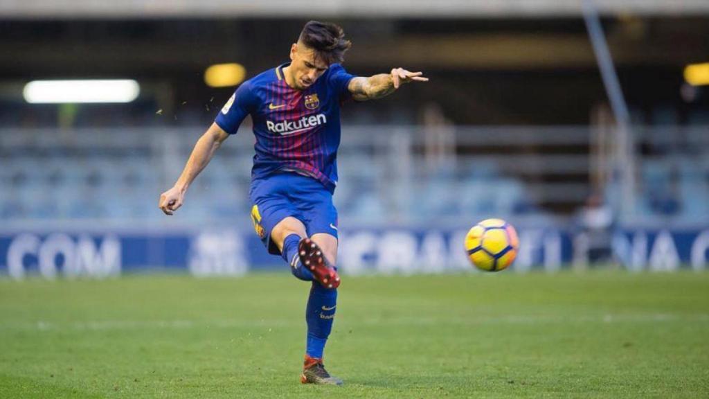 David Costas durante un partido con el filial azulgrana en 2017