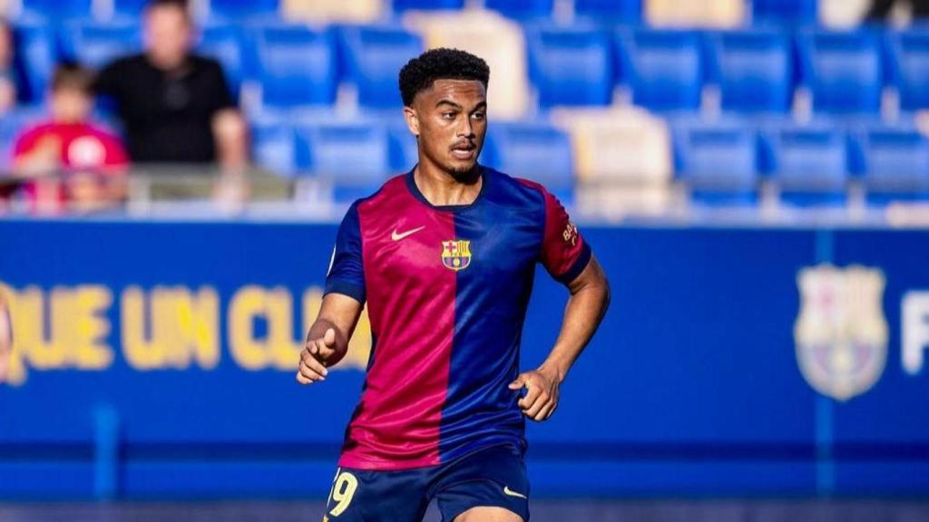 Pedro Soma en un partido con el Barça B