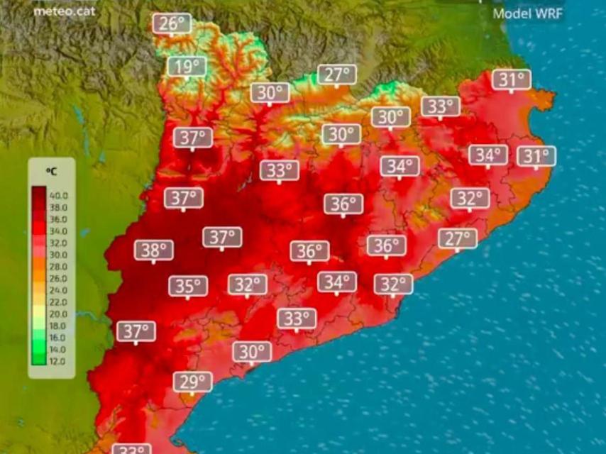 Mapa de temperatures a Catalunya aquesta revetlla