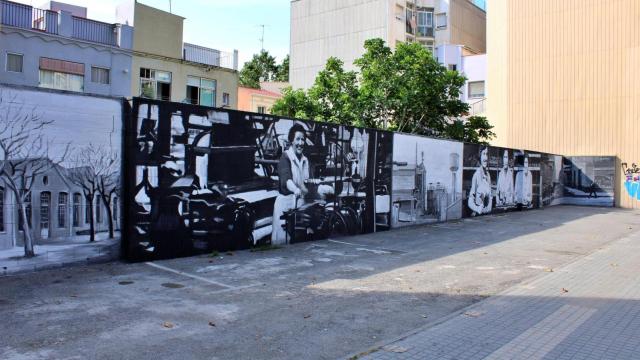 Mural en Sant Adrià que homenajea a Can Baurier