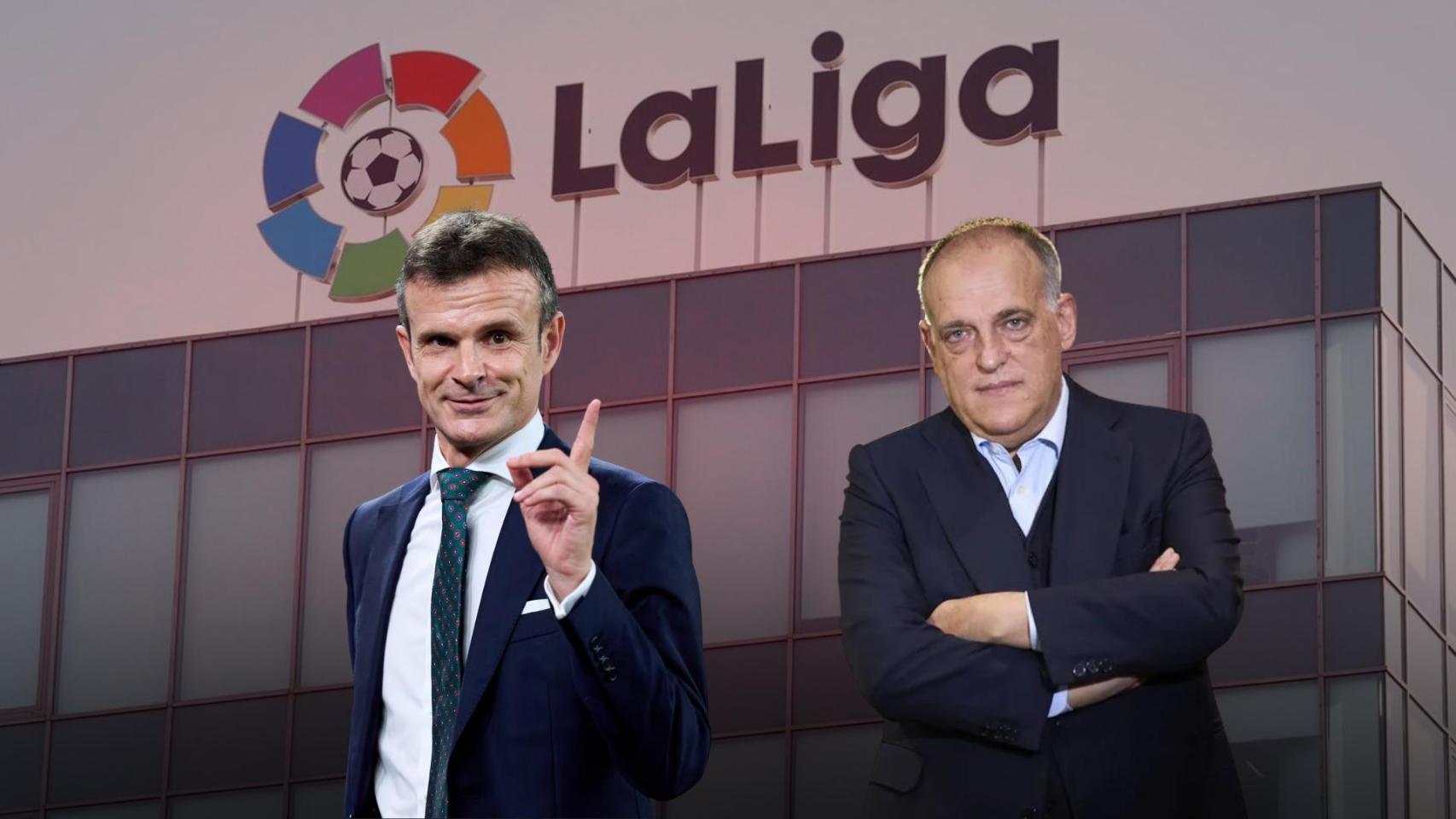 Jon Uriarte y Javier Tebas, presidentes del Athletic y la Liga, en un fotomontaje