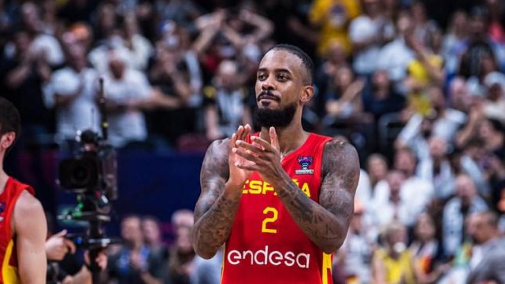 Lorenzo Brown en un partido de los Juegos Olímpicos de París con la selección española de baloncesto
