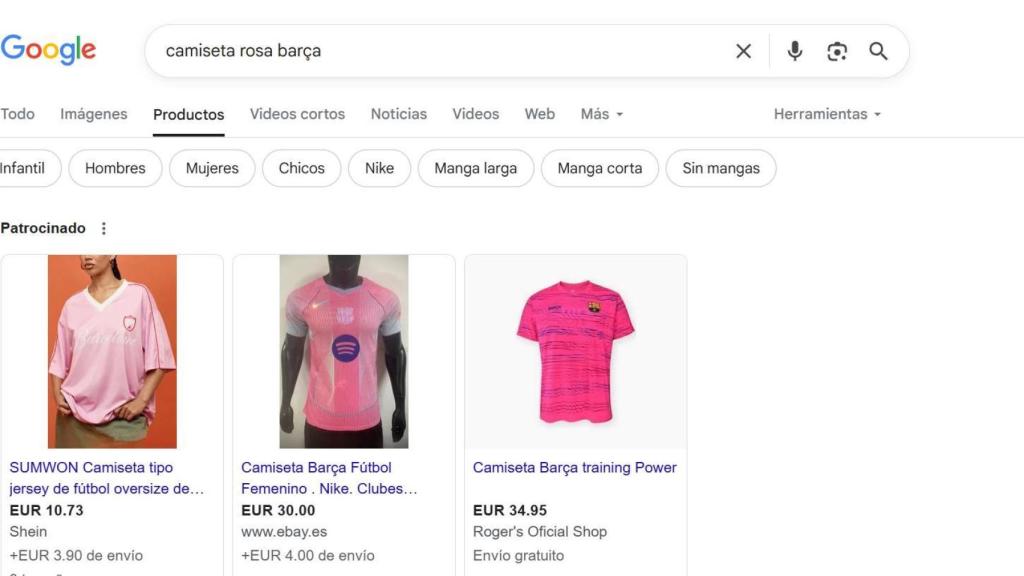 Los resultados de búsqueda de Google a camiseta rosa Barça