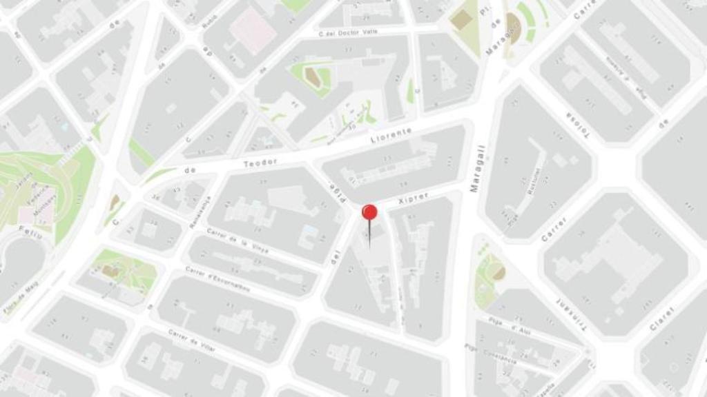 Ubicación de la Torre Garcini, en la calle del Xiprer, en el barrio del Guinardó