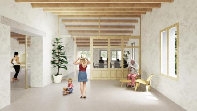 Render de la rehabilitación de la masía de Can Garcini, en el Guinardó