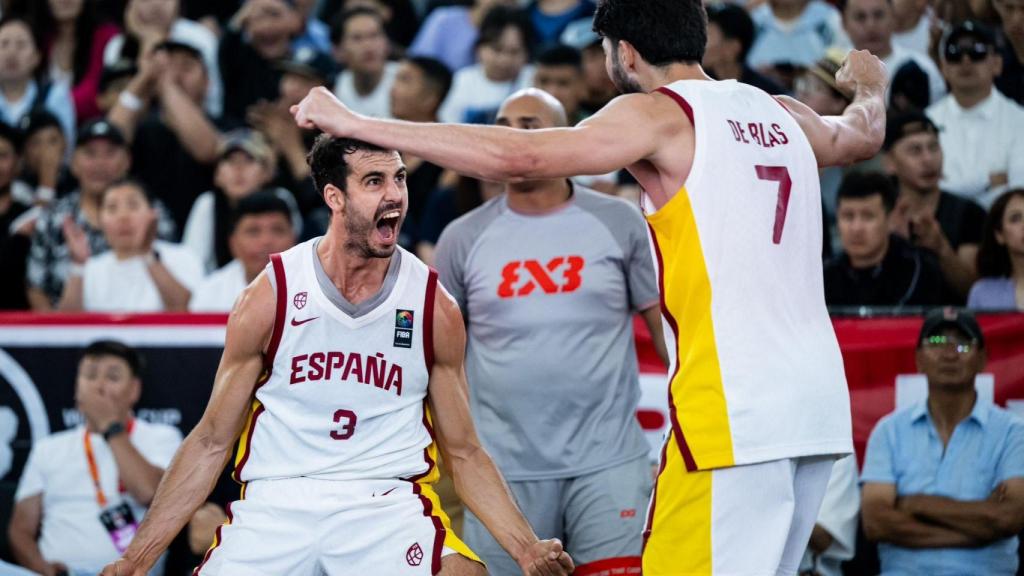 Guim Expósito, durant la final del Mundial de bàsquet 3x3 a Ulán Bator, on Espanya es va proclamar campiona del món per primera vegada