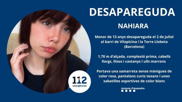 Buscan a Nahiara, una adolescente de Barcelona desaparecida en Nou Barris