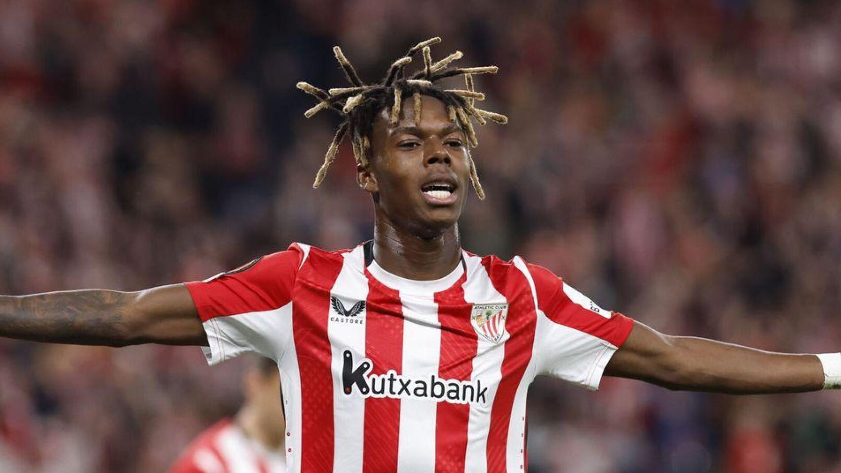 Nico Williams festeja un gol con el Athletic Club