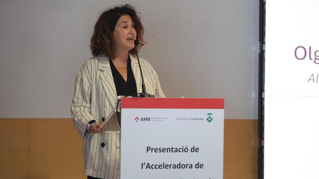Olga Morales, alcaldesa de Viladecans, durante el acto