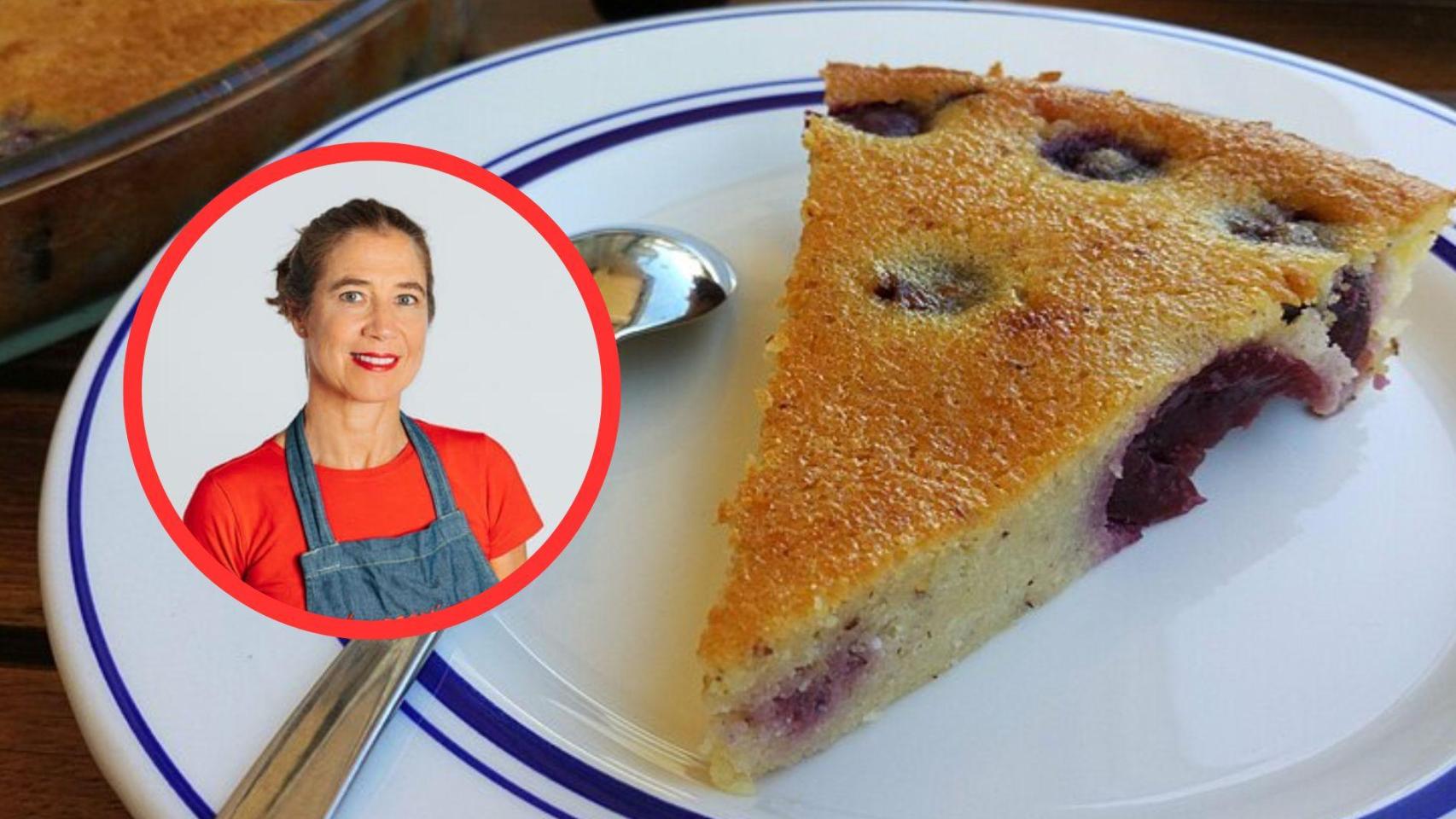 Fotomontaje Ada Parellada y tarta francesa de cerezas