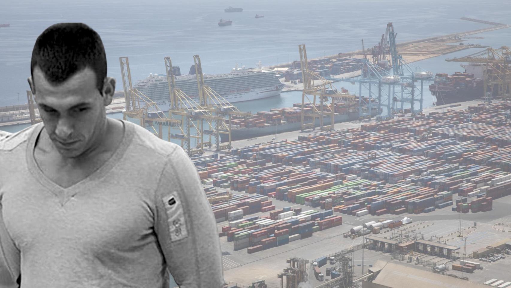 Valentín Moreno con el puerto de Barcelona de fondo