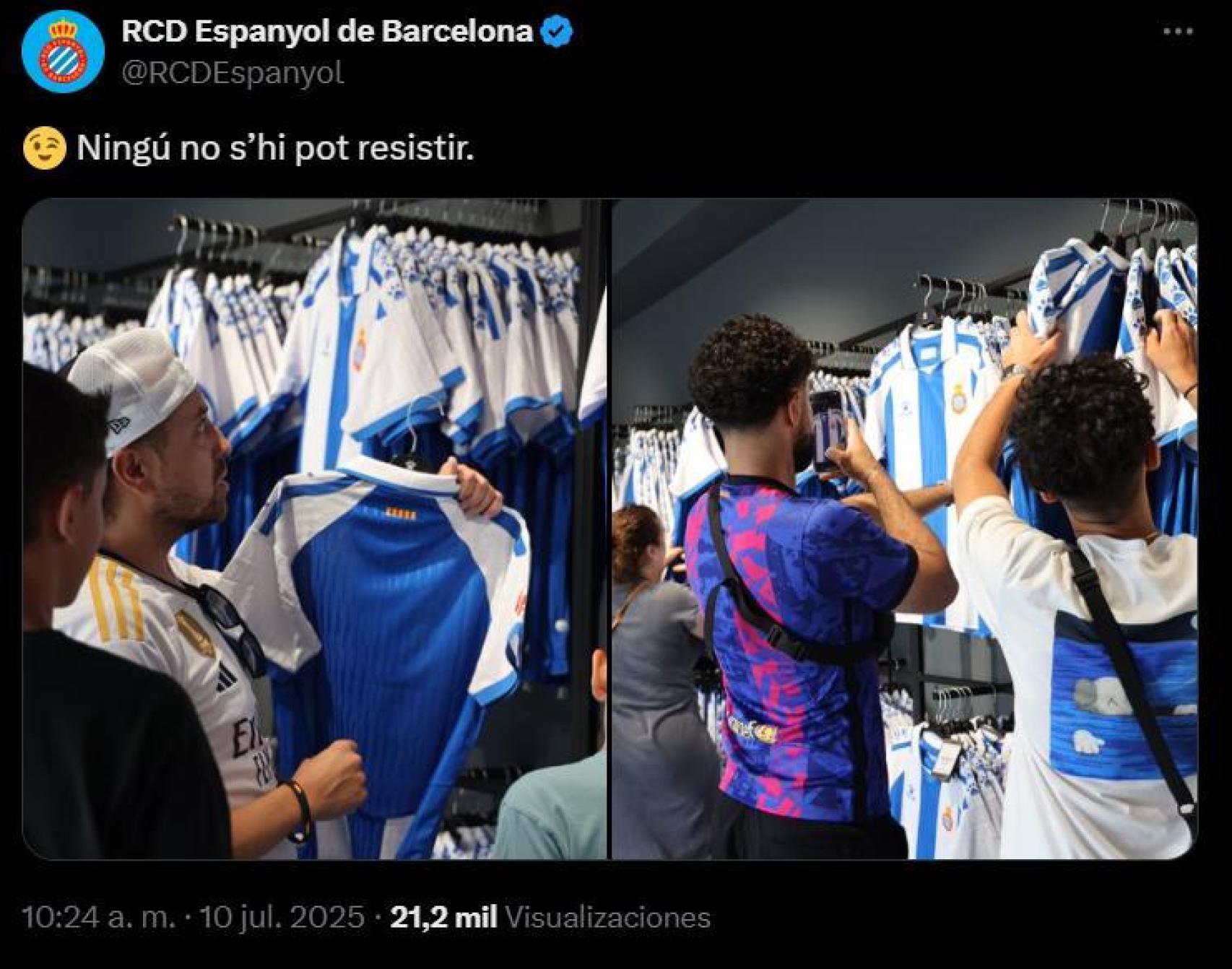 La publicación en Twitter del Espanyol en la que se intenta mofar de Madrid y Barça