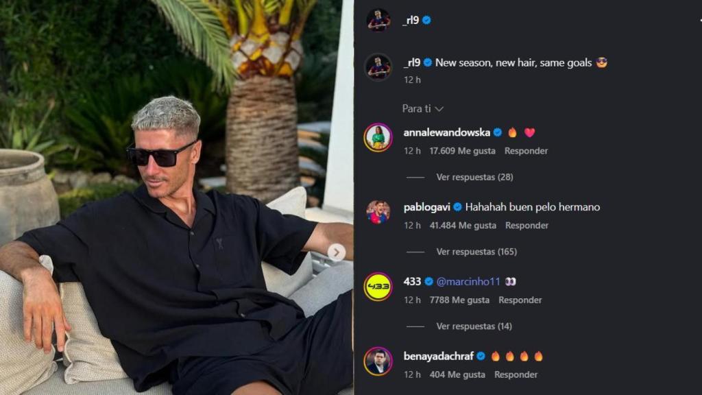 Robert Lewandowski presume de pelo rubio en Instagram