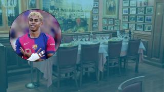Fotomontaje de Lamine Yamal sobre una imagen del restaurante Salamanca de Barcelona
