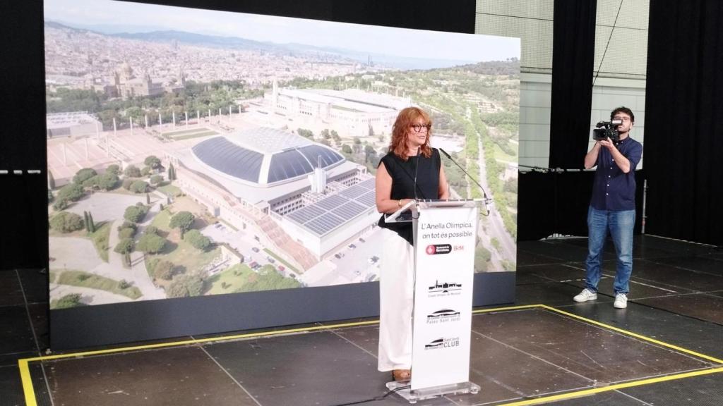 La primera tinent d'alcaldessa de l'Ajuntament de Barcelona, Laia Bonet, presenta la reforma de l'Anella Olímpica.