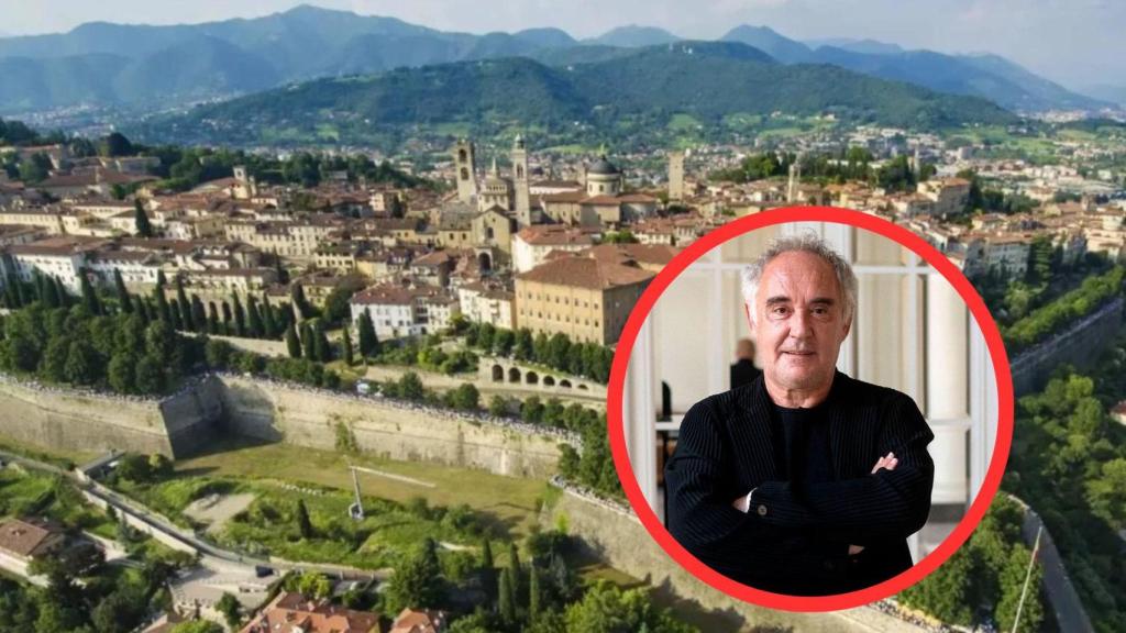 Fotomontaje pueblo y Ferran Adrià