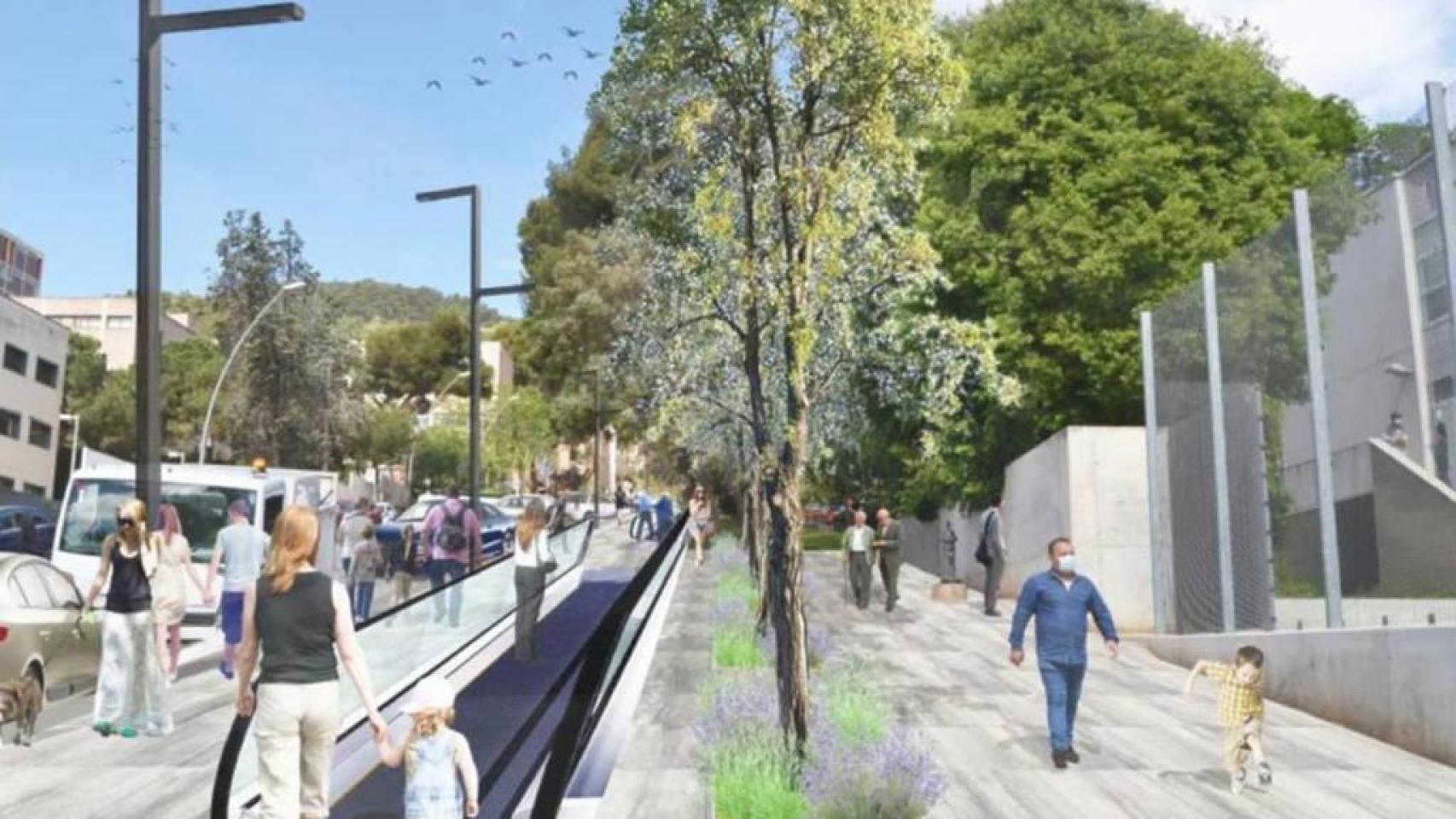 Así será la primera rampa mecánica para peatones de Barcelona