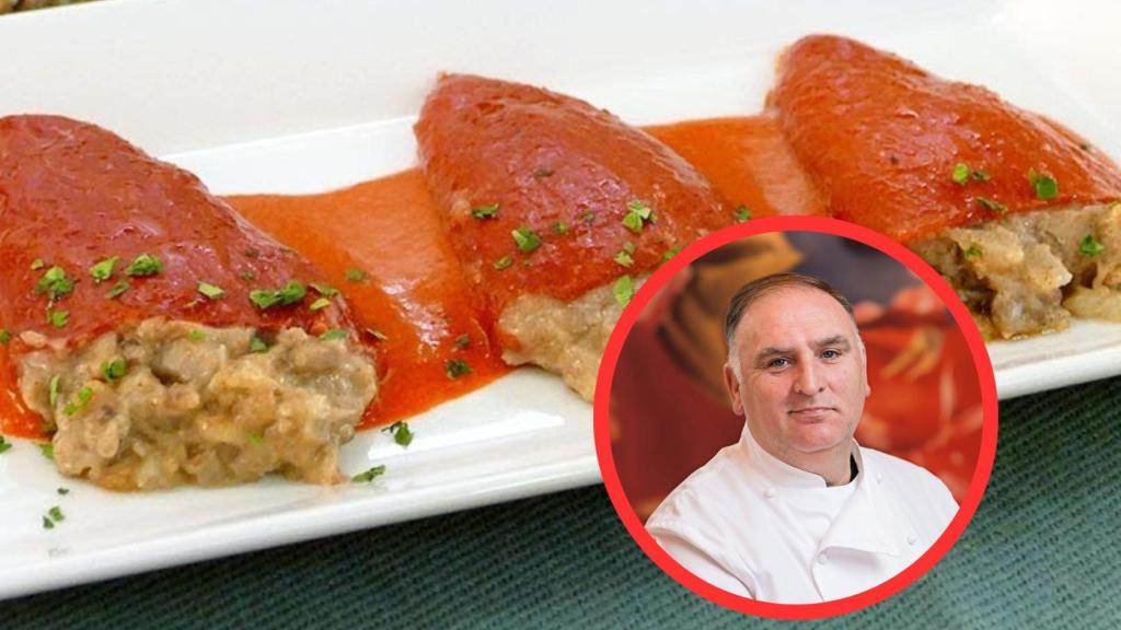 Fotomontaje pimientos del piquillo y José Andrés