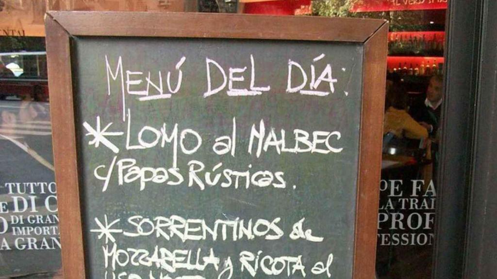 Menú de un bar