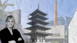 El museo estrella de la Fundació Vila Casas, la CEO Montserrat Viladomiu y un pagoda